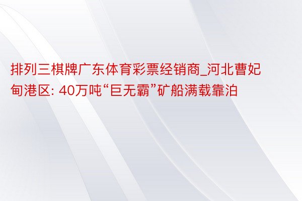 排列三棋牌广东体育彩票经销商_河北曹妃甸港区: 40万吨“巨无霸”矿船满载靠泊