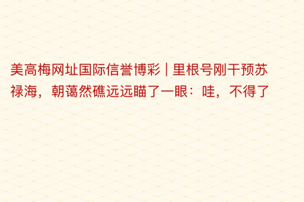 美高梅网址国际信誉博彩 | 里根号刚干预苏禄海，朝蔼然礁远远瞄了一眼：哇，不得了