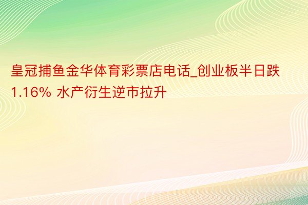 皇冠捕鱼金华体育彩票店电话_创业板半日跌1.16% 水产衍生逆市拉升
