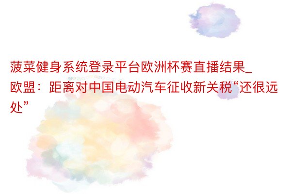 菠菜健身系统登录平台欧洲杯赛直播结果_欧盟：距离对中国电动汽车征收新关税“还很远处”